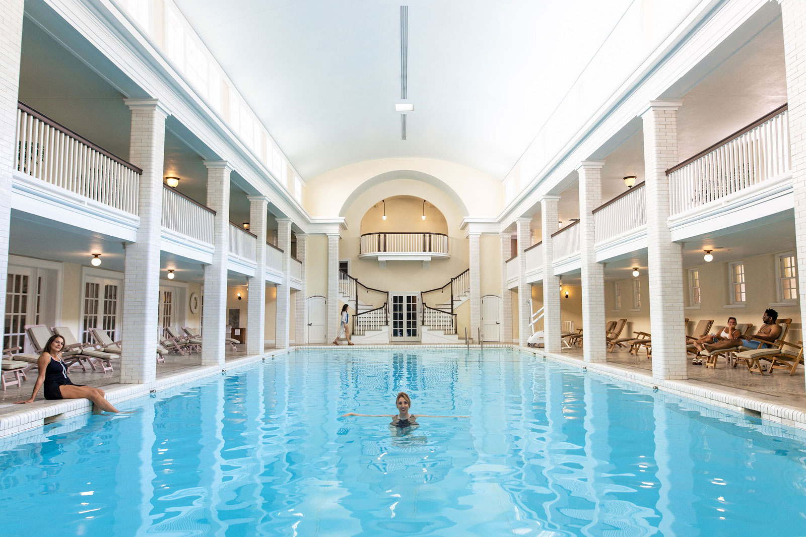 Patrons enjoying swimming pool