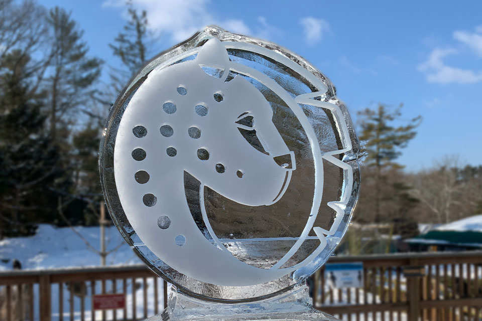 leopard carved ice sculpture