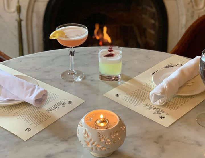 drinks served on table with candle
