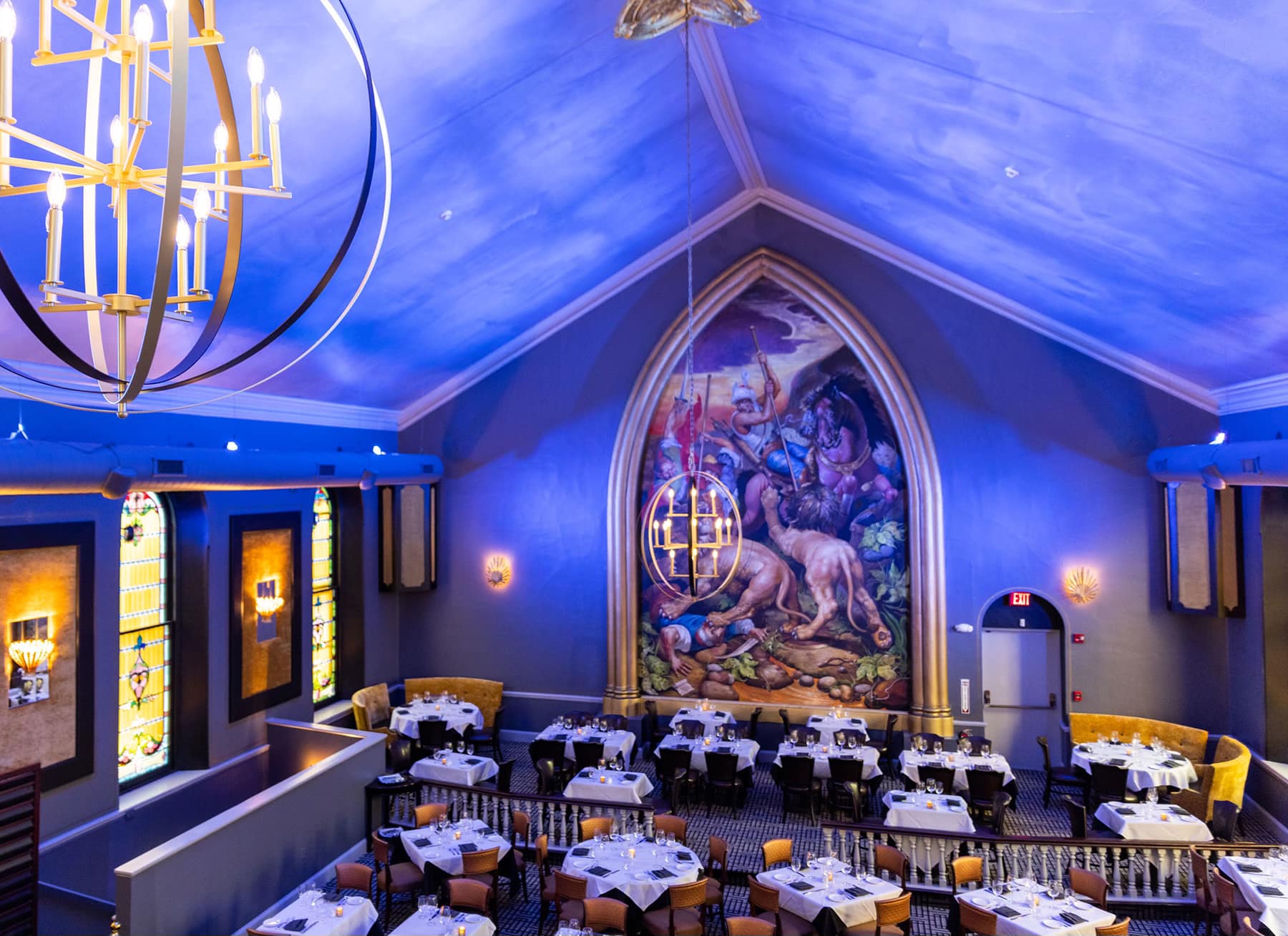 beautiful wall painting by dining area